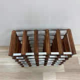 Brown-Silver Wood-Metal Wine Rack