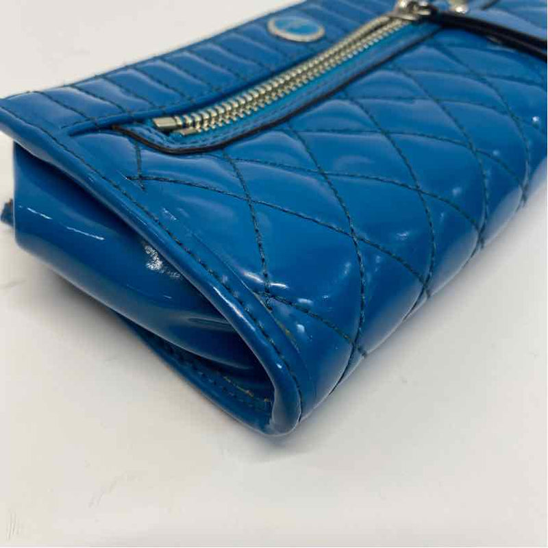 Coach Blue Patent Leather Quilted Wristlet