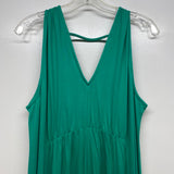 Soft Surroundings Size L Women's Green Solid Maxi-Sleeveless Dress