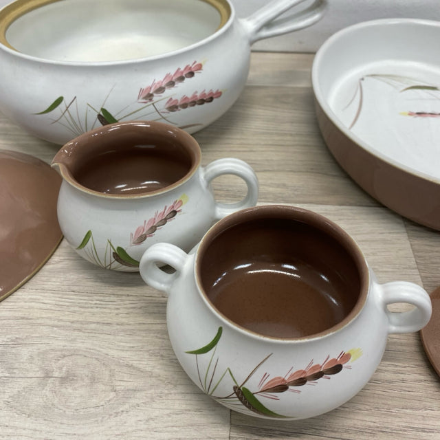 5 PC Denby White-Taupe Stoneware Serving Set