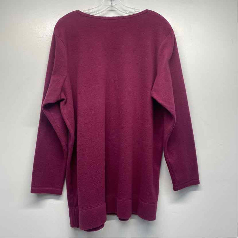 Woman Within Size XL-L Women's Cranberry Spiral Pullover Sweater