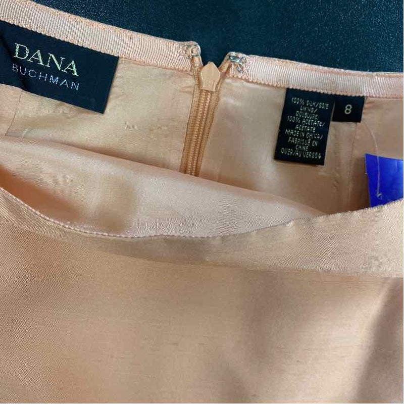 Dana Buchman Size 8 Women's Peach Solid Pencil-Knee Skirt