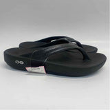 Oofos Size 7 Women's Black Shimmer Camel Toe Sandals