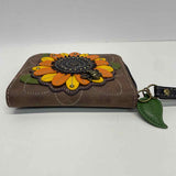 Chala Brown Faux Leather Patchwork Zip Around Wallet