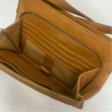 Coldwater Creek Caramel Solid Leather Crossbody Handbag