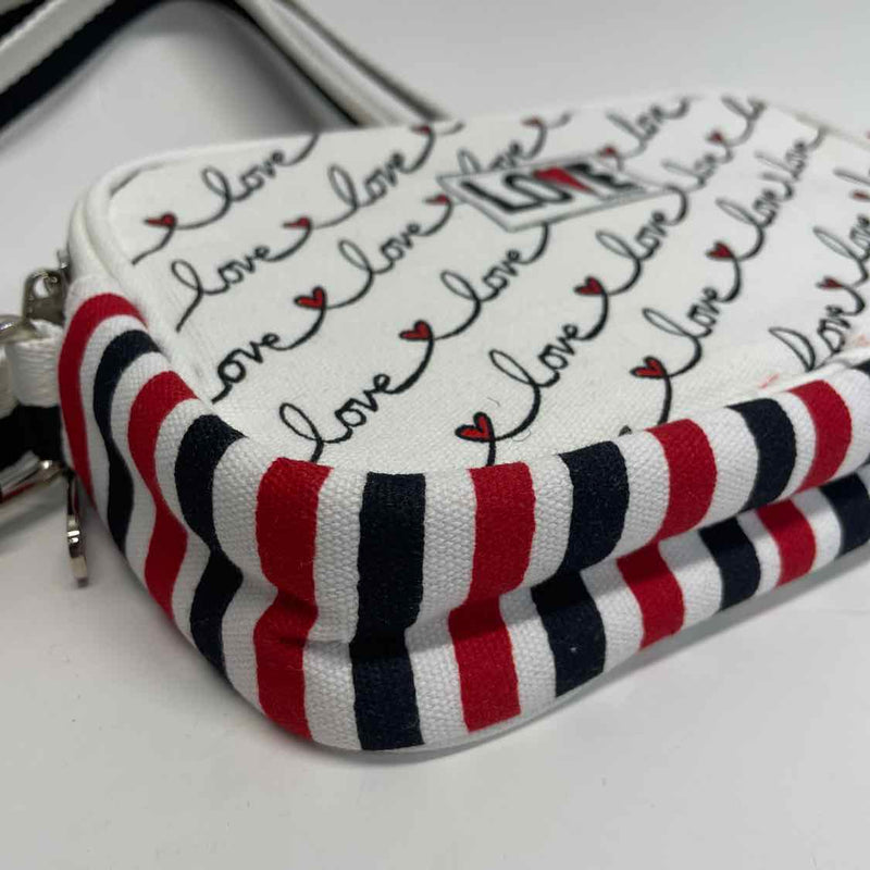 Brighton White-Red Canvas Pattern Crossbody Handbag