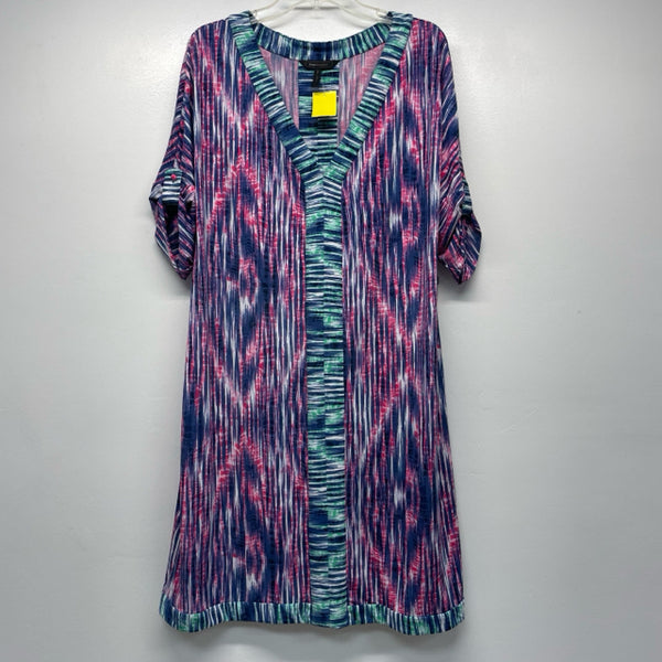 BCBGMaxazria Size L Women's Blue-Multi Pattern Dress