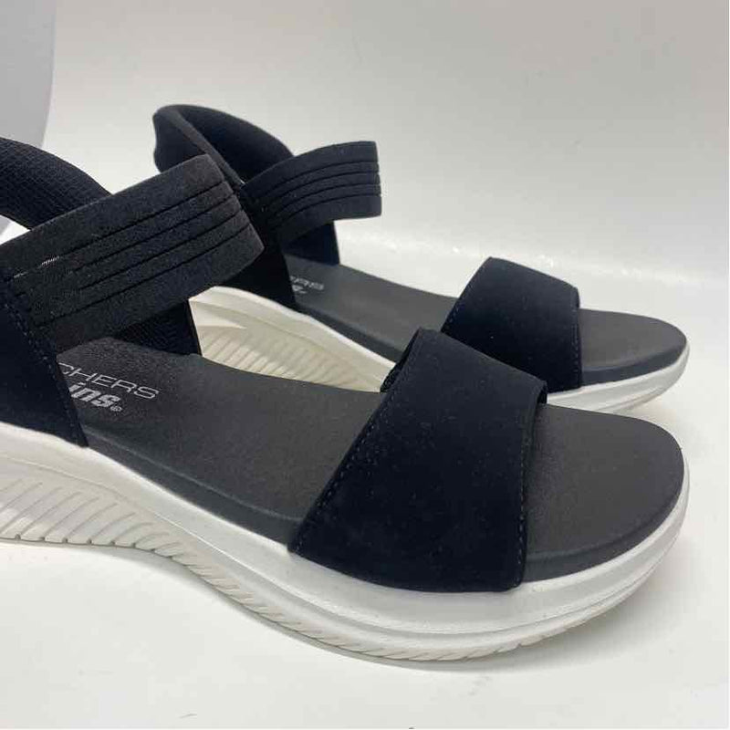 Skechers Size 7 Women's Black Solid Strappy Sandals