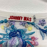 Johnny Was Size S Women's White-Multicolor Embroidered 3/4 Sleeve Blouse