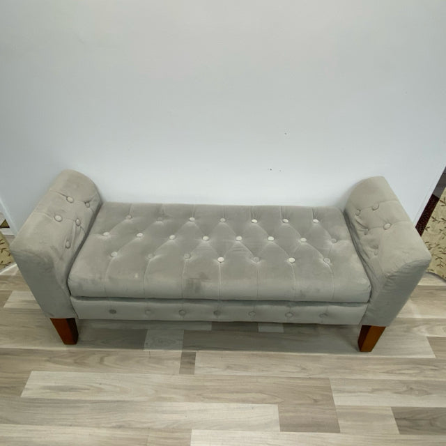 Storage Light Gray Velvet Bench