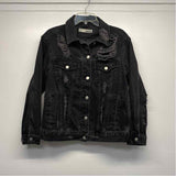 Topshop Women's Size 6-S Black Distressed Button Up Jacket