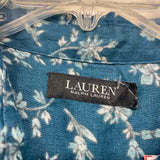 Lauren Ralph Lauren Size L Women's Blue Floral Button Up Short Slv Shirt Dress