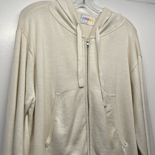 Crush Size L Women's White Solid Zip Up/Hoodie Sweater