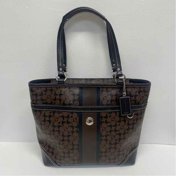 Coach Brown Monogram Leather Shoulder Handbag