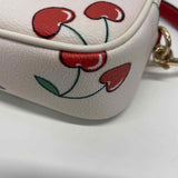 Coach White-Red Leather Cherries Print Wristlet Clutch