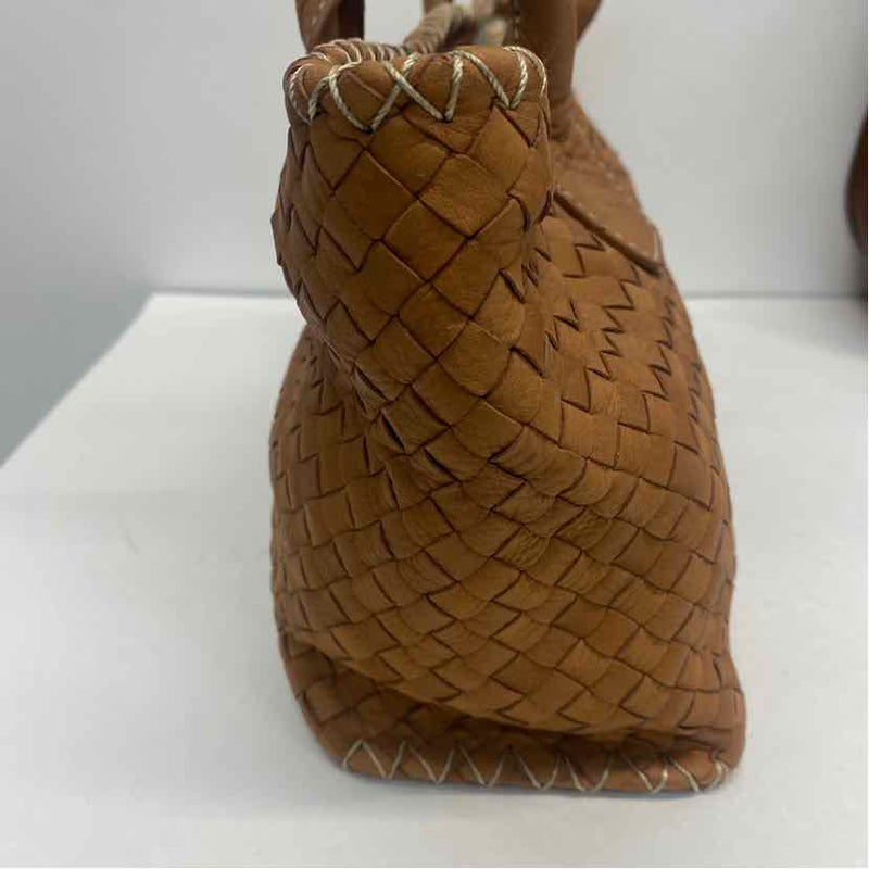 Fossil Brown Leather Woven Satchel Handbag
