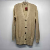 Paneros Size M Women's Tan Solid Button Up Sweater