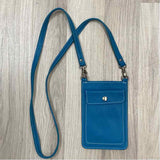 Roots Aqua Leather Pebbled Crossbody Handbag