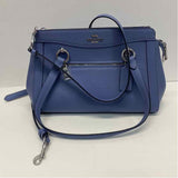 Coach Blue Solid Leather Satchel Handbag