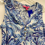 Lilly Pulitzer Size M Women's Blue-White Pattern Tank Top Sleeveless Top