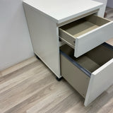 Solid White Side Table/ Cabinet  w/  Wheels