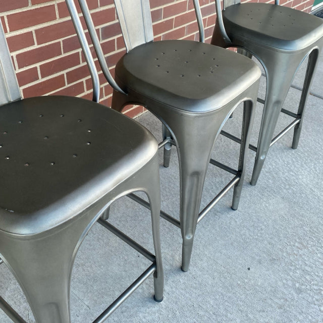 Restoration Hardware Industrial Gray Metal Stool
