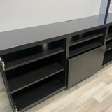 Black Wood Glass - Topped Entertainment Center