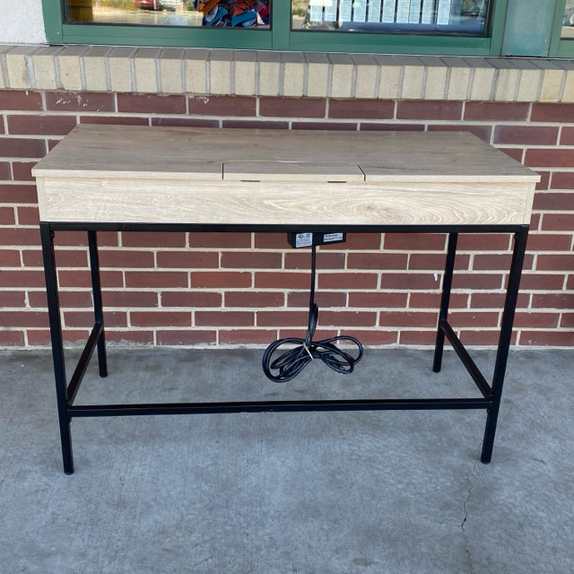 Light Brown Wood-Metal 2 Drawer Desk