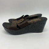 Degario Size 39-8 Women's Brown Animal Print Wedge Sandals