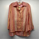 Coldwater Creek Size PL Women's Red-Multi Stripe Button Up Shirt