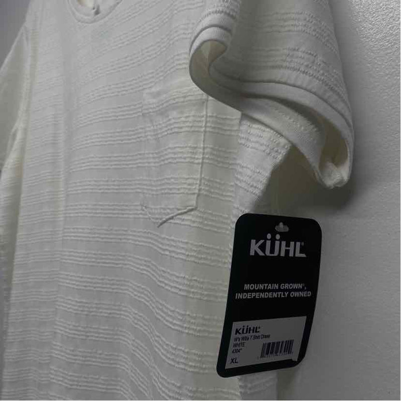 Kuhl Size Xl Women's White Textured Short Sleeve T-Shirt Dress
