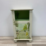 Handpainted White-Multicolor Wood Small Cabinet