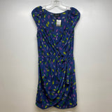 Charlie Jade Size S Women's Blue-Multi Pattern Faux Wrap Dress