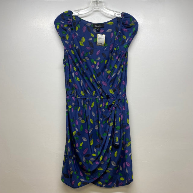 Charlie Jade Size S Women's Blue-Multi Pattern Faux Wrap Dress