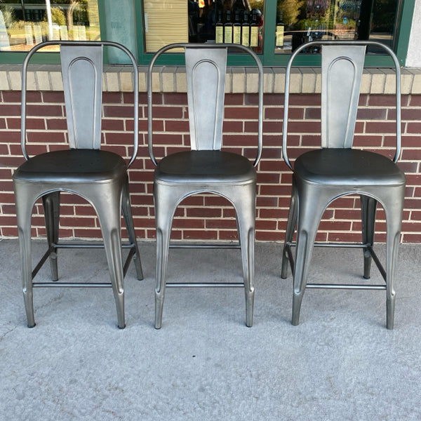 Restoration Hardware Industrial Gray Metal Stool