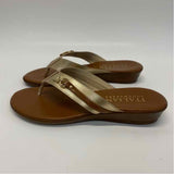 Italian Shoe Makers Size 7.5 Women's Brown-Gold 2 Tone Camel Toe Sandals