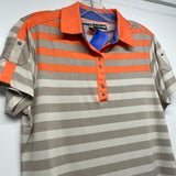 Jamie Sadock Size S Women's Orange-Tan Stripe Polo Activewear Top