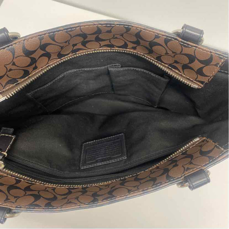 Coach Brown Monogram Leather Shoulder Handbag