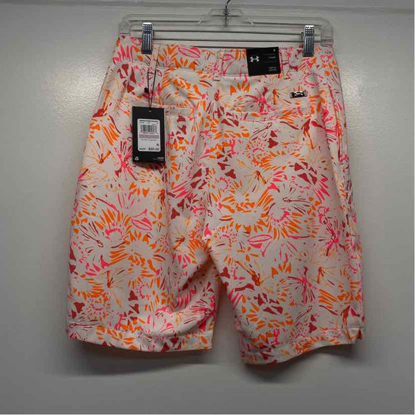 Under Armour Size 6 Women's White-Multicolor Pattern Bermuda Shorts