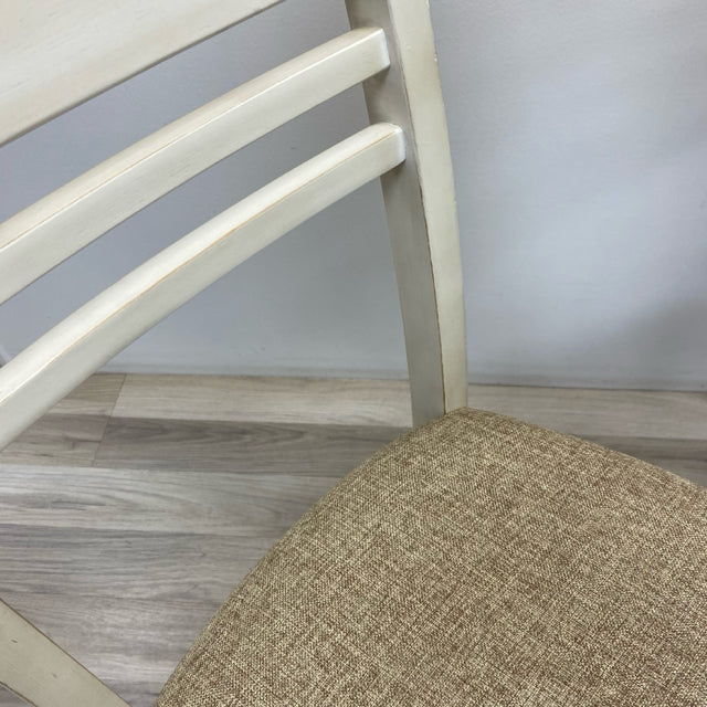 Cream Wood-Fabric Chairs - Sold as a Pair