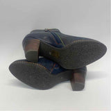 L'Artiste Size 37-6.5 Women's Navy-Multicolor Patchwork Ankle Booties