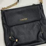 Calvin Klein Black Leather Pebbled Crossbody Handbag