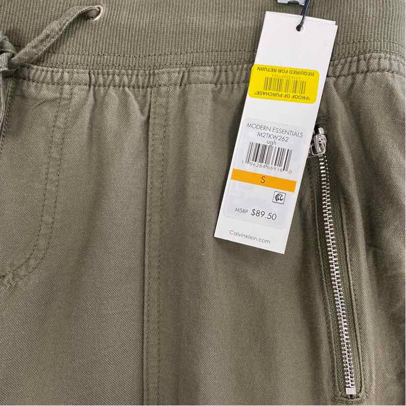 Calvin Klein Size S-4 Women's Green Solid Cargo Pants