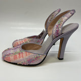 Bebe Size 6.5 Women's Purple-Multicolor Textured High Heel - Slingback Heels