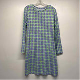 IBKUL Size L Women's Blue-Multi Pattern Long Sleeve Shift Dress