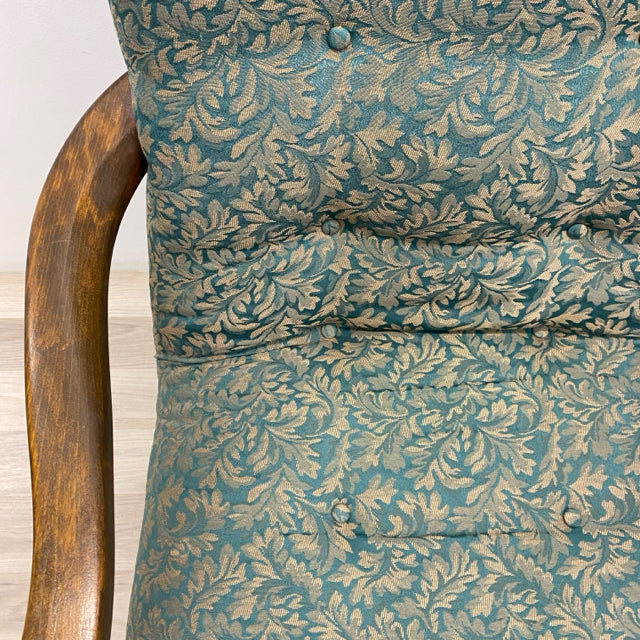 Teal-Tan Tapestry Rocking Chair