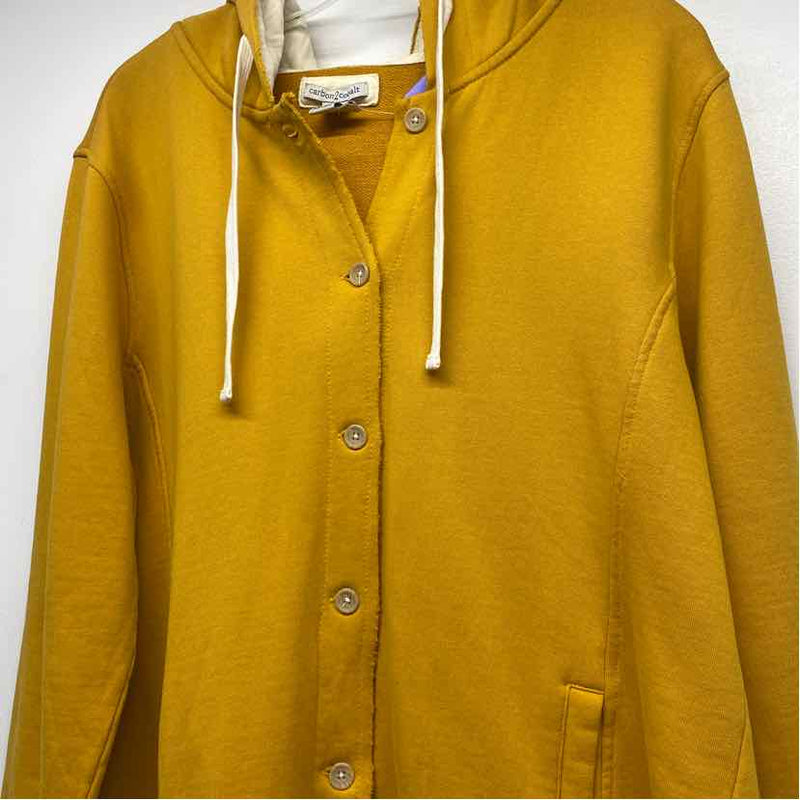 Carbon 2 Cobalt Women's Size L Yellow Solid Button Up Sweatshirt