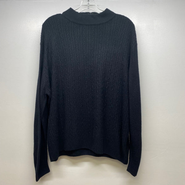 Koret Size 3X Women's Black Cable Knit Mock Neck Sweater