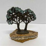 Bronze 2 tree sculpture mounted on  a natural stone base Sculpture