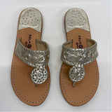 Palm Beach Size 7.5 Women's Gold Solid Camel Toe Sandals